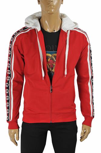 GUCCI men's cotton hoodie with signature stripes 180 - Click Image to Close